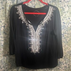 INC Vintage Sequin Embroidered Top